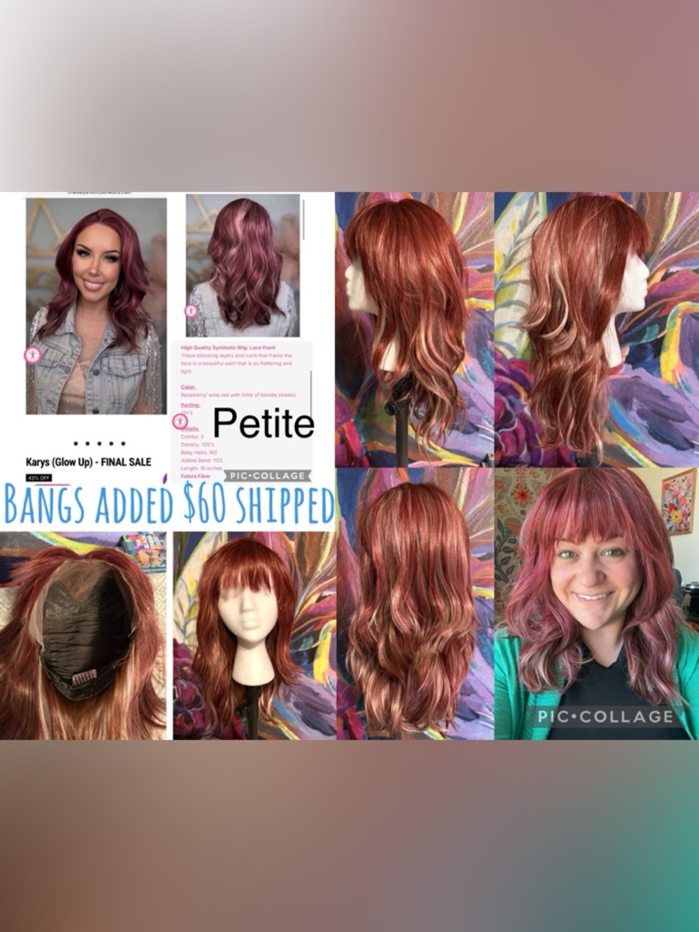 Petite Burgundy Wavy Wig with Bangs - Karys